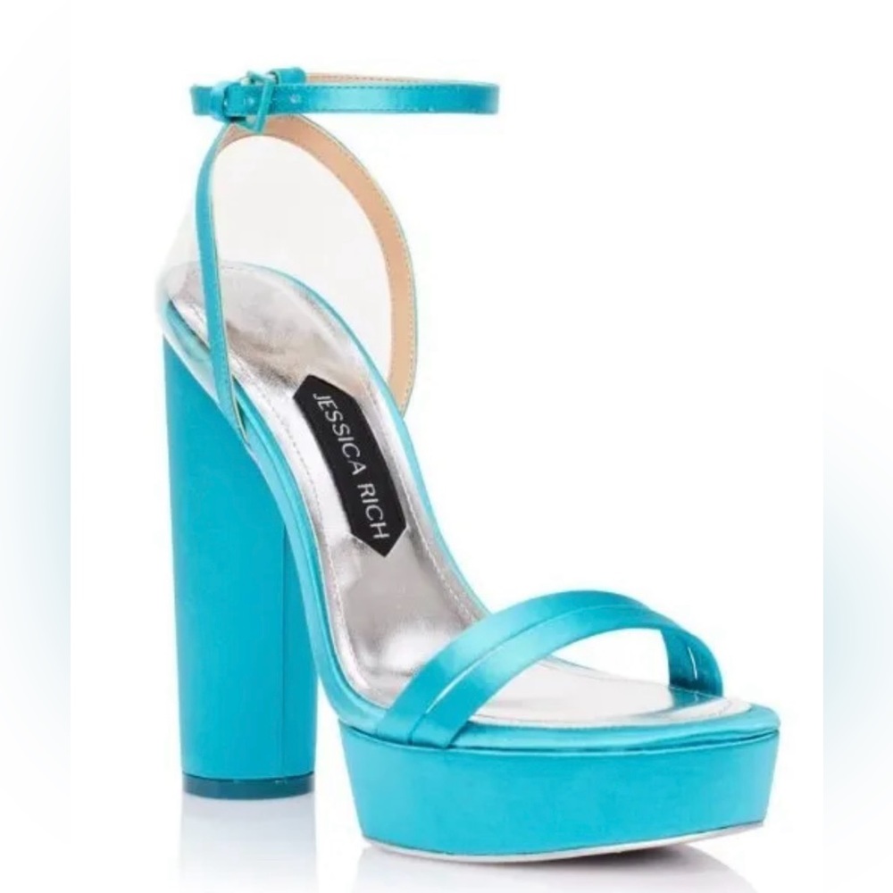 Jessica Rich Women’s Satin Ankle Strap Platform Sandal Blue Sz 6